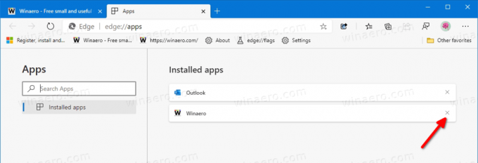 Microsoft Edge Rimuovi il sito Web da app e pin