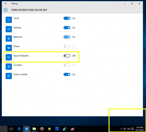 Windows 10 disabilita l'indicatore della lingua di input