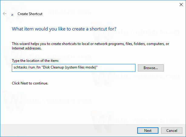Disk-cleanup-system-files-mode-create-shorcut