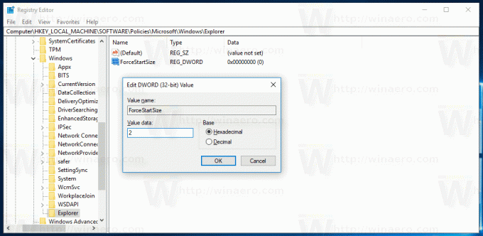 ForceStartSize اجعل قائمة ابدأ بملء الشاشة في نظام التشغيل Windows 10