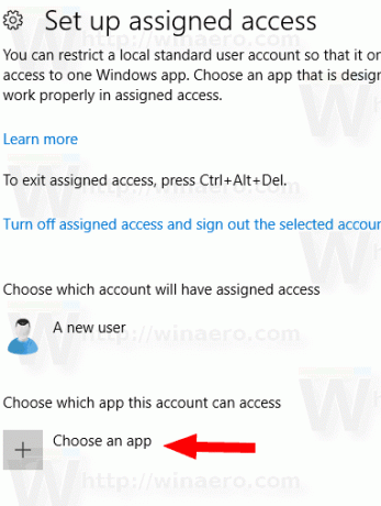 Windows 10 häälestusele määratud juurdepääs Valige rakenduse link