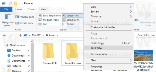 Kontekstni izbornik prikaza zadataka u sustavu Windows 10