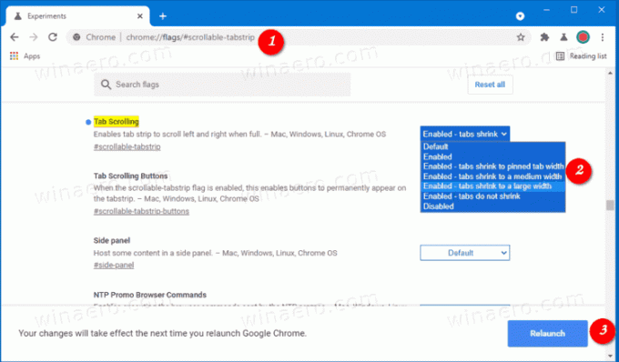 Modifica la larghezza della scheda in Google Chrome