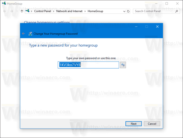 ホームグループパスワードの変更Windows10