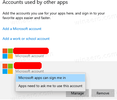 Windows 10 הוסף חשבון בשימוש על ידי אפליקציות אחרות 5