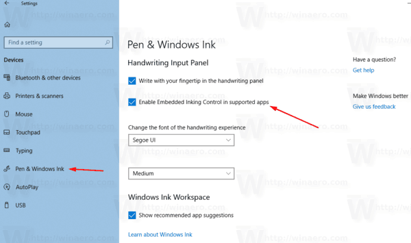 Windows 10 innebygd håndskriftpanel
