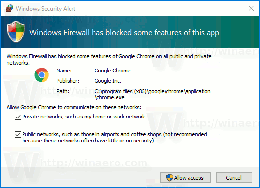 Windows 10 Firewall-ის შეტყობინებები