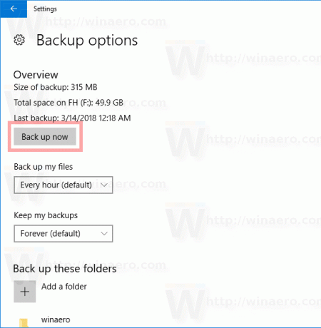 Створіть вручну резервну копію історії файлів у Windows 10