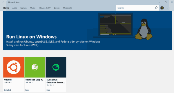 Distro Linux Microsoft Store Windows 10