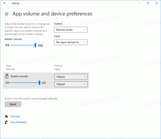 Windows 10 Ver 2004 Preferencje urządzeń dźwiękowych aplikacji