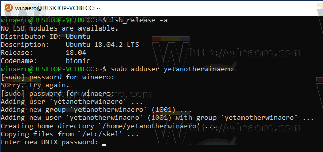 Windows 10 WSL Agregar usuario 2