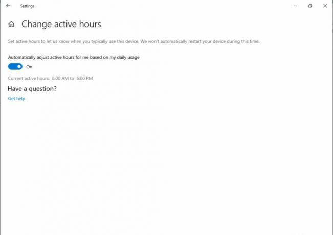 Windows Update ActiveHoursビルド18282