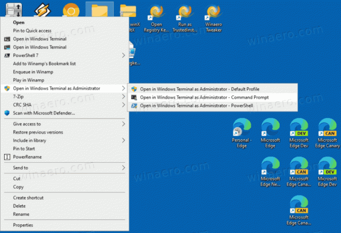 Pridėti Atidaryti Windows terminale kaip administratoriaus kontekstinis meniu
