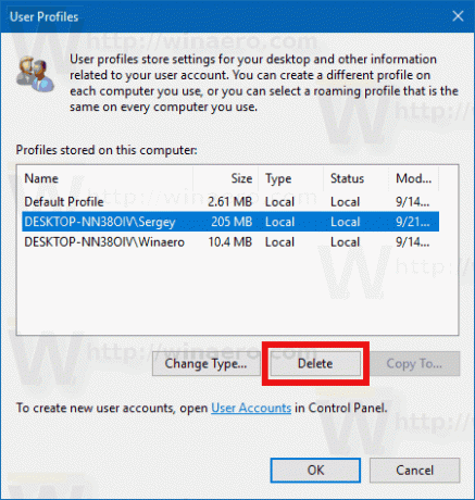 Izbrišite uporabniški profil Windows 10