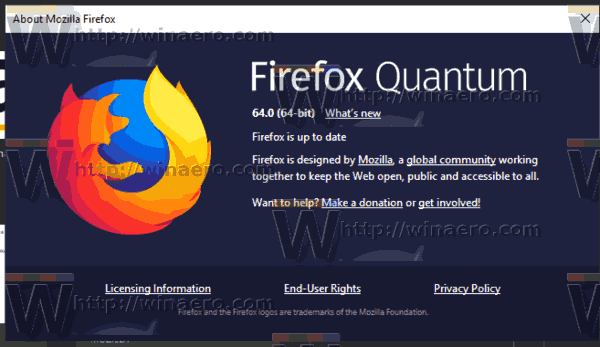 O aplikaci Firefox 64