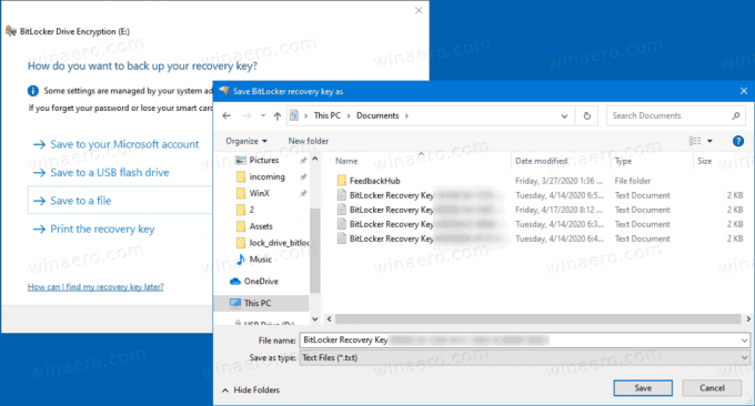 Windows 10 BitLocker Salva la chiave di ripristino su file