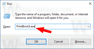 Windows 10 PrintBrmUi. ausführen