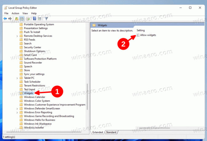 Windows11でウィジェットにウィジェットの無効化を許可するをダブルクリックします