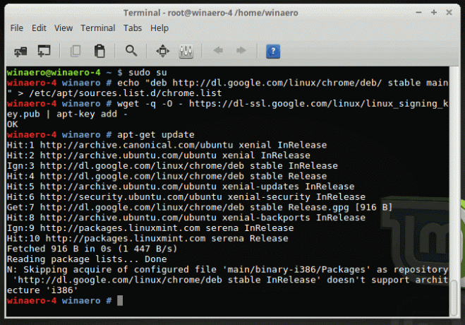 Pirms Chrome instalēšanas saņemiet atjauninājumu Linux Mint Apt