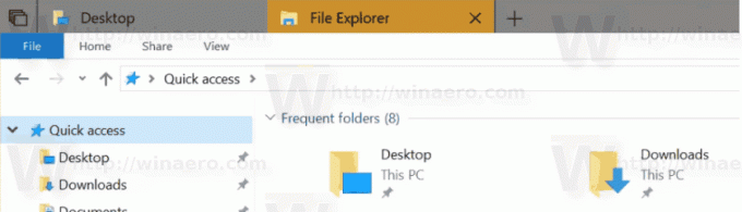 „Windows 10“ atidarykite aplanką naujame skirtuke