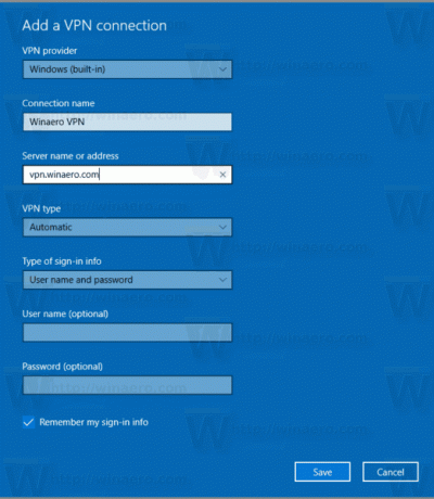 VPN-forbindelsesadresse Windows 10