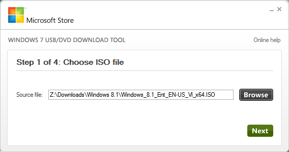 Windows USB ISO atsisiuntimo įrankis