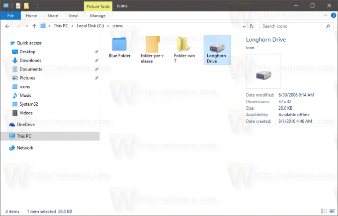 Windows10ロングホーンドライブアイコン