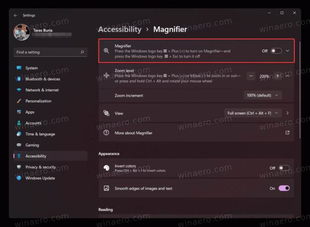 Aktiver Screen Magnifier i Windows 11