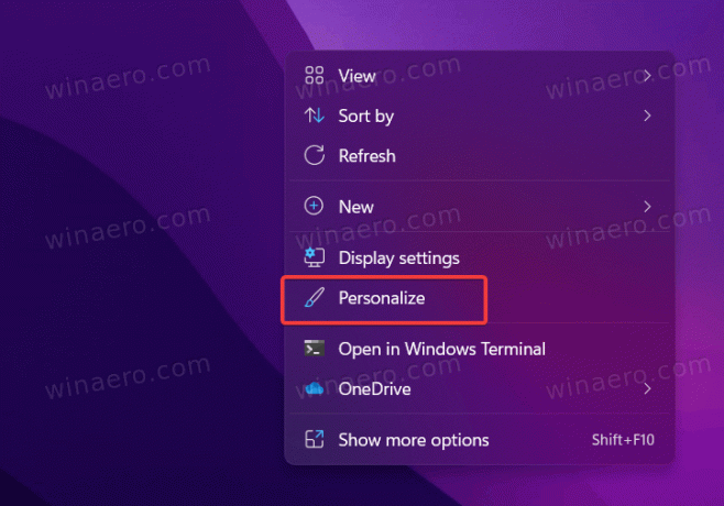 Windows 11 skrivbordsmeny Anpassa objekt