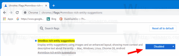 Inaktivera Rich Search Suggestions Chrome