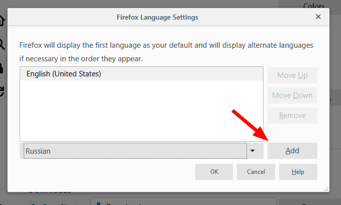 Firefox 65 Jazykové možnosti 3
