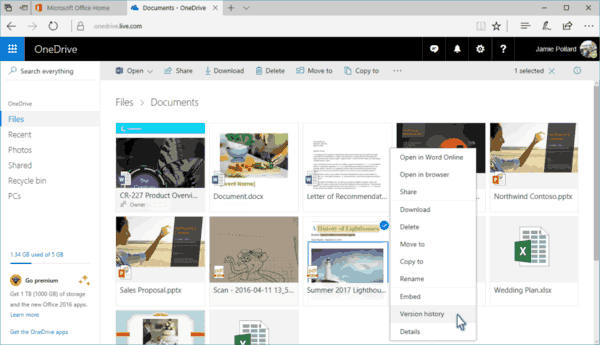 „OneDrive“ versijos istorijos išplėtimas 1 1024 x 588