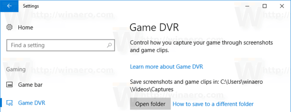 Game Dvr w ustawieniach Windows 10