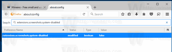 Firefox-Wert im Filterfeld