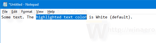 „Windows 10“ numatytoji paryškinto teksto spalva