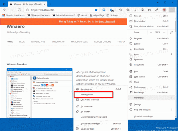 Opzione finestra di abilitazione di Microsoft Edge