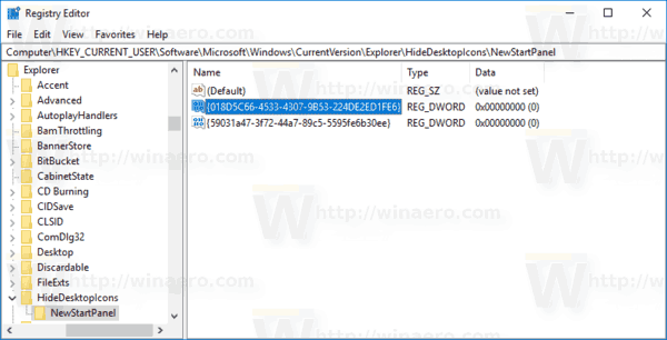 Windows 10Newstartpanel登録キー