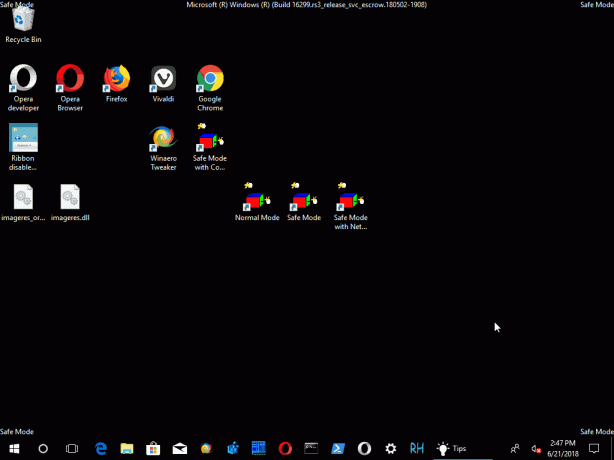 Windows 10 מצב בטוח בפעולה 