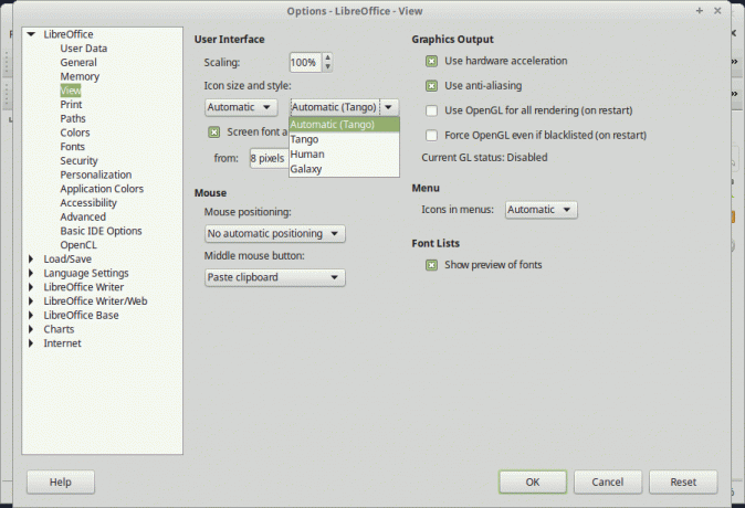 Linux Mint의 LibreOffice에서 다채로운 아이콘 가져오기