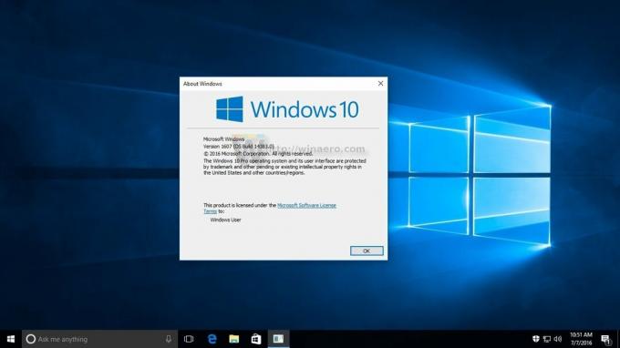 Windows 10 build 14383 vízjel nélkül