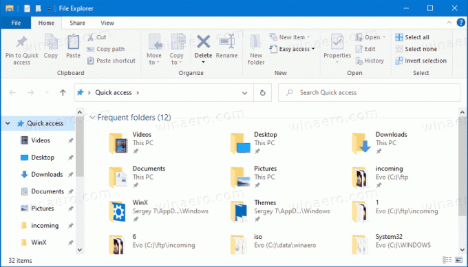 Pikakäyttökansiot Windows 10 File Explorerissa