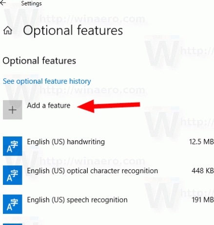 Windows10機能の追加ボタン