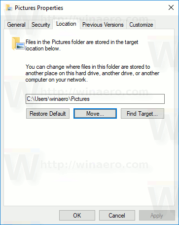 Windows10の写真フォルダーの場所の変更