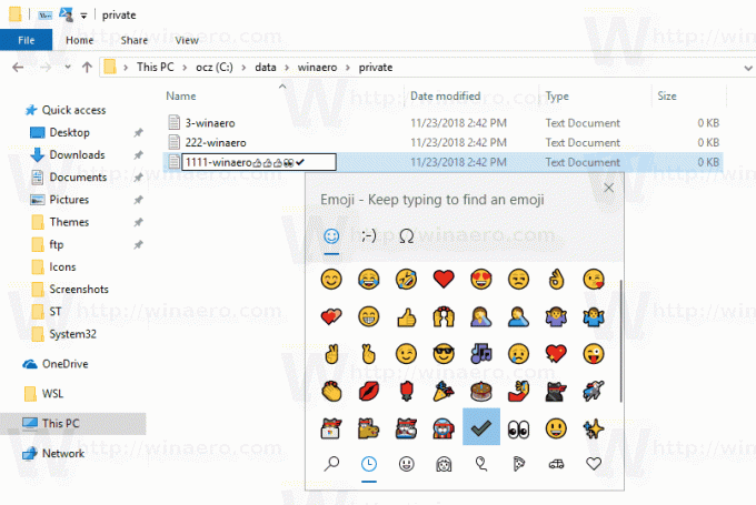 Windows 10 Använd Emoji i filnamn