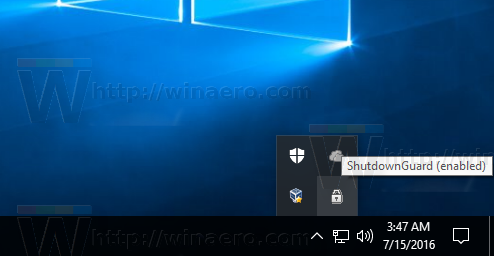 Veikia „Windows 10 ShutdownGuard“.