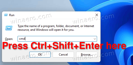 Windows 11 Ouvrir l'invite de commande à partir de l'exécution