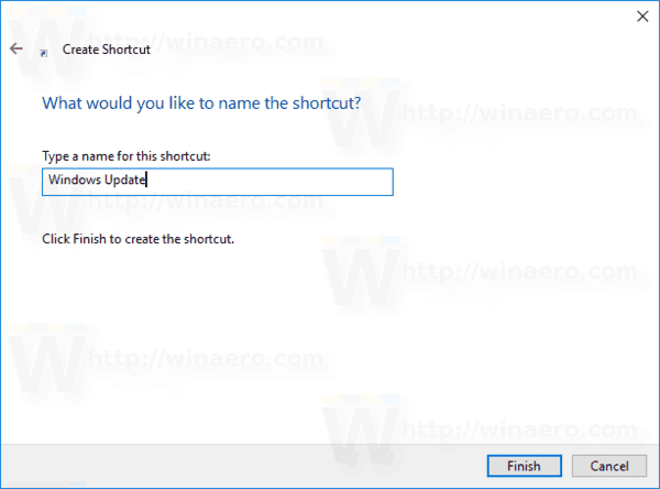 Windows 10 Nazwa skrótu Windows Update
