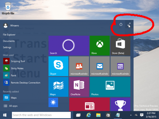Windows 10 expanderar start