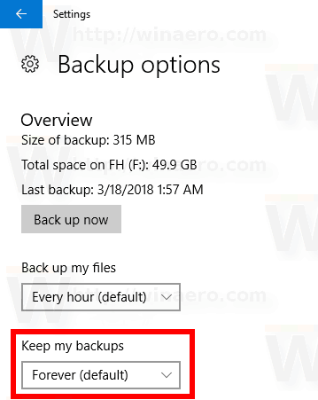 Pakeiskite, kiek laiko saugoti failų istoriją „Windows 10“.