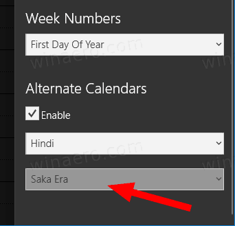 Windows 10 omogoči alternativne koledarje 3